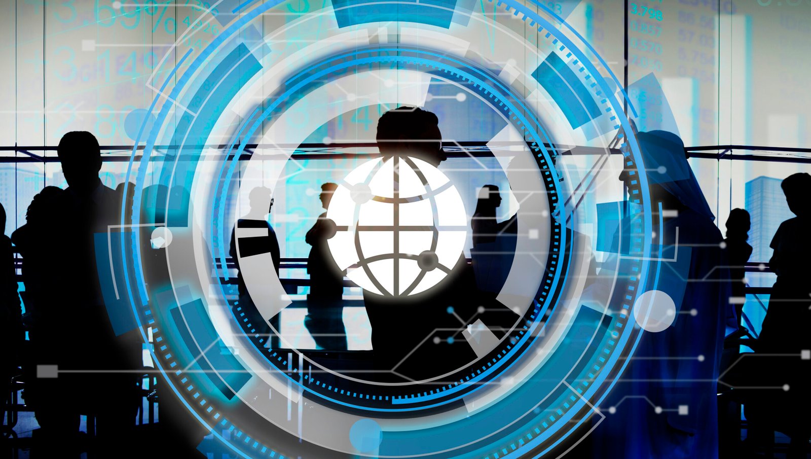 Modern office buildings representing North American financial districts.